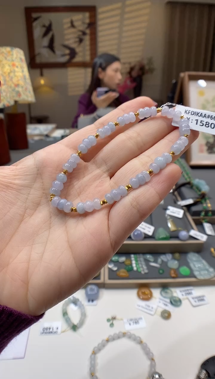 【闪购商品】翡翠手串18K金镶嵌手串