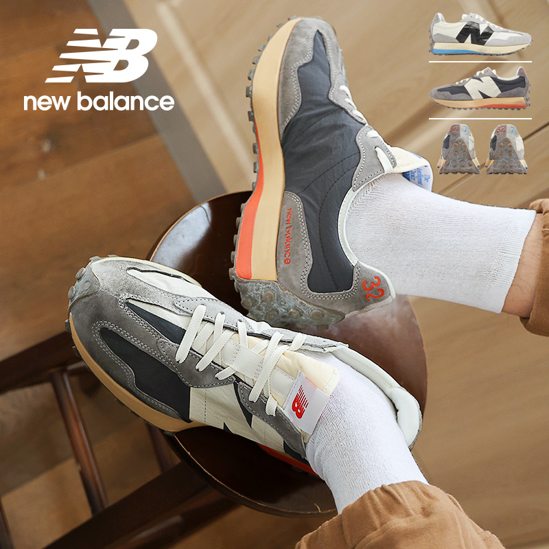 New Balance 灰白鸳鸯配色327系列做旧运动休闲复古跑步鞋MS327RG