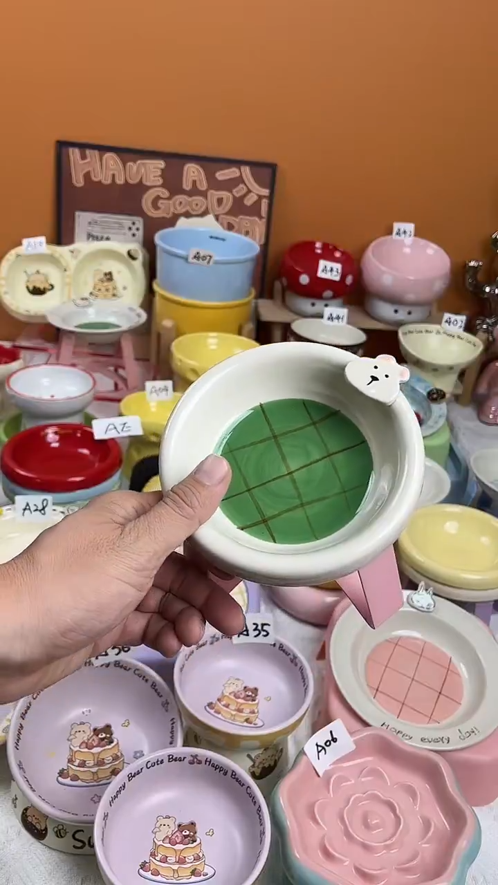陶瓷绿色拼布一套