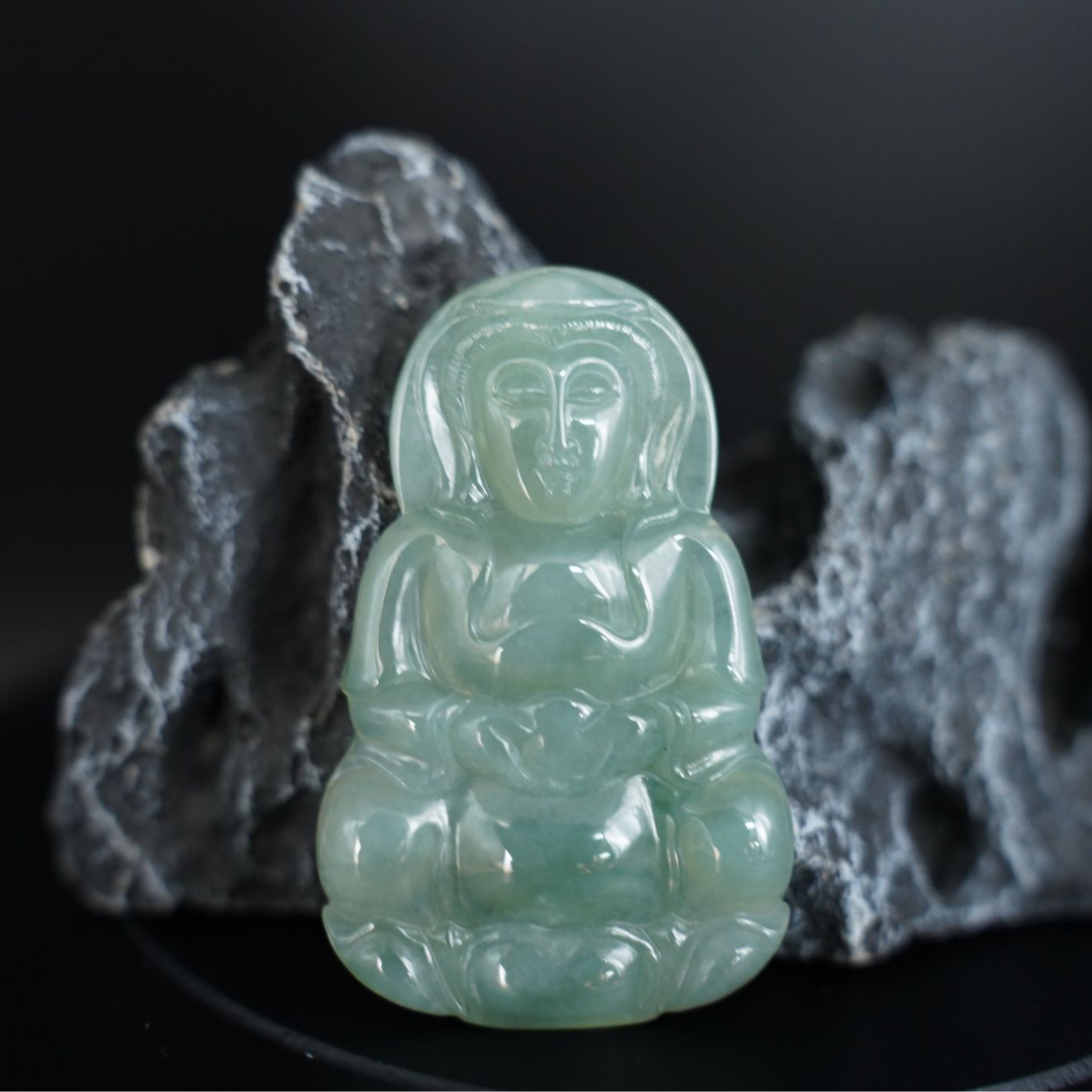 YZG007 天然缅甸A货翡翠 正装观音挂坠 022