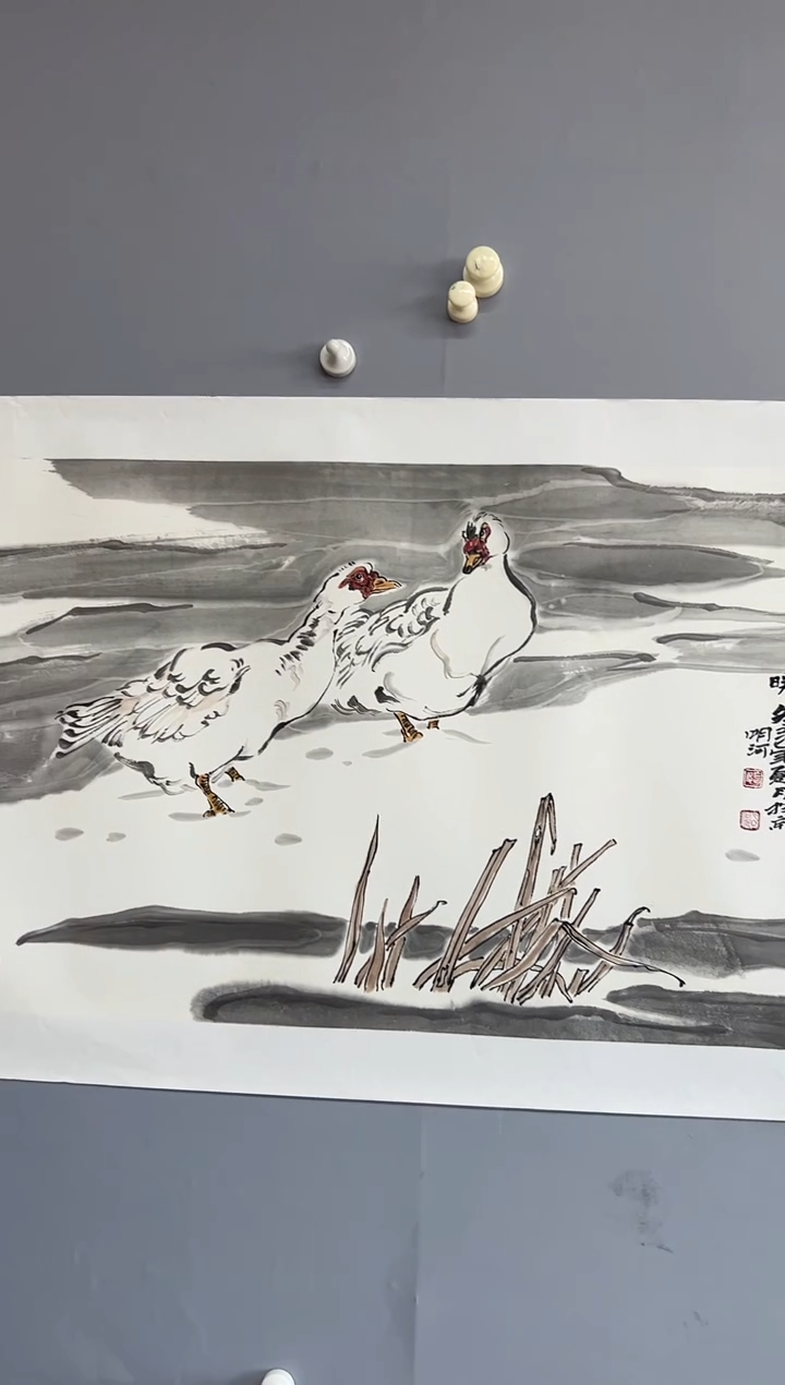 国画张明河花鸟2.7平尺
