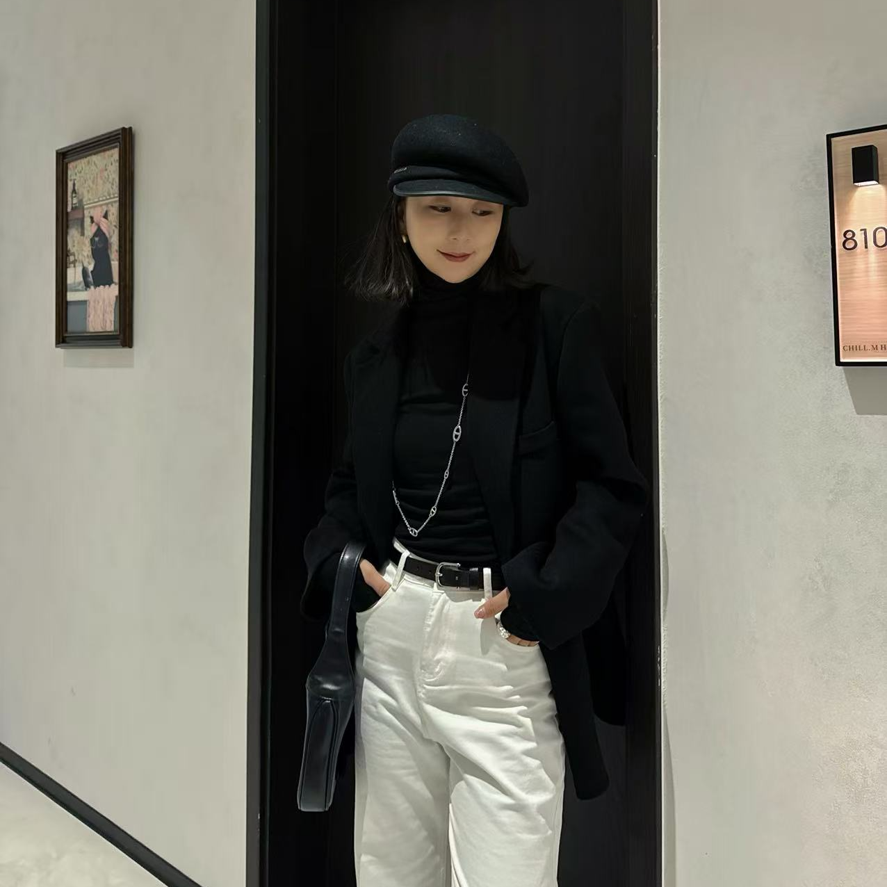 【专属】女通勤秋冬极简风毛呢外套短款宽松型常规款