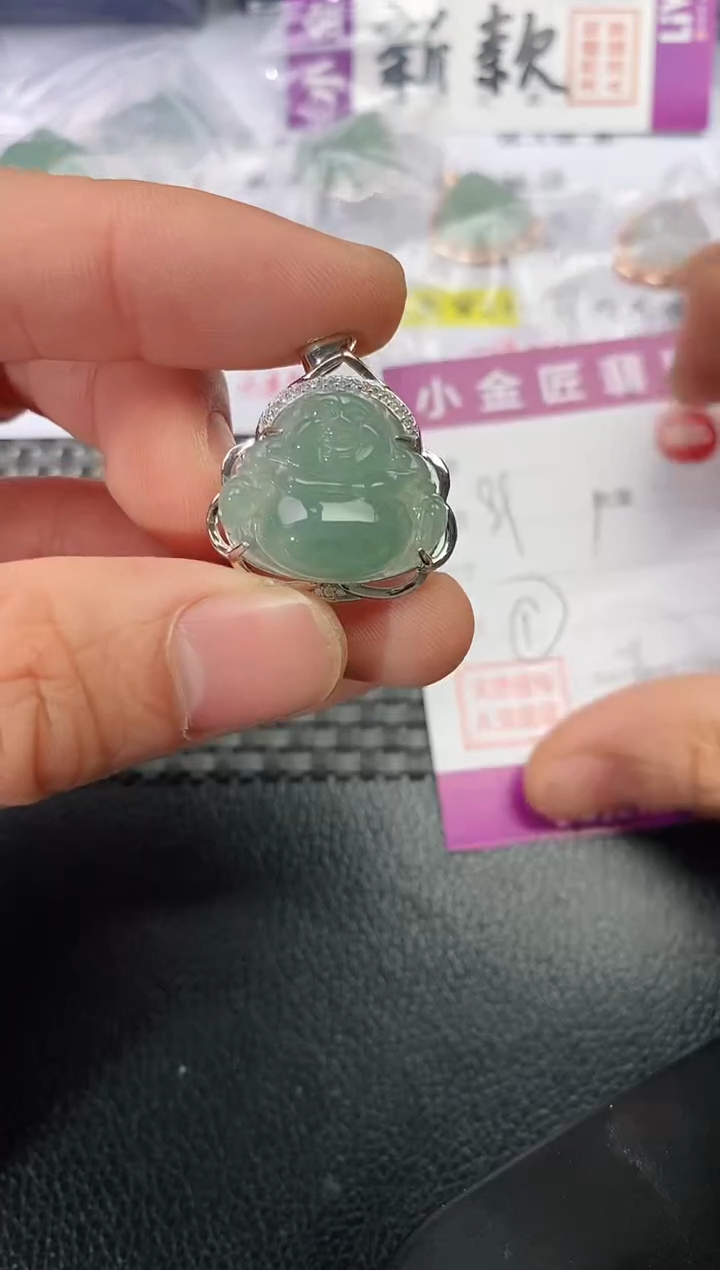 吊坠(不含链)银S925镶嵌翡翠m*挂件