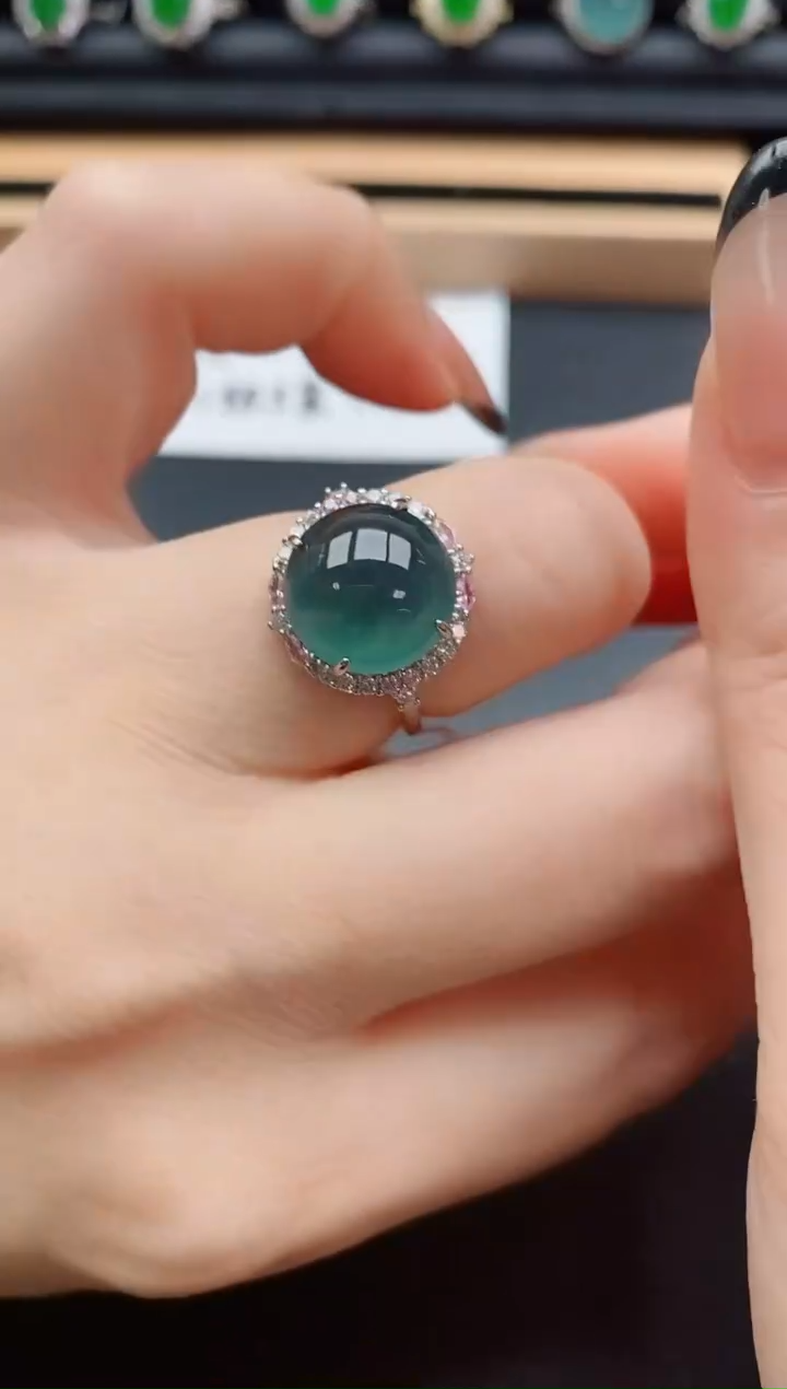 翡翠戒指银S925镶嵌1