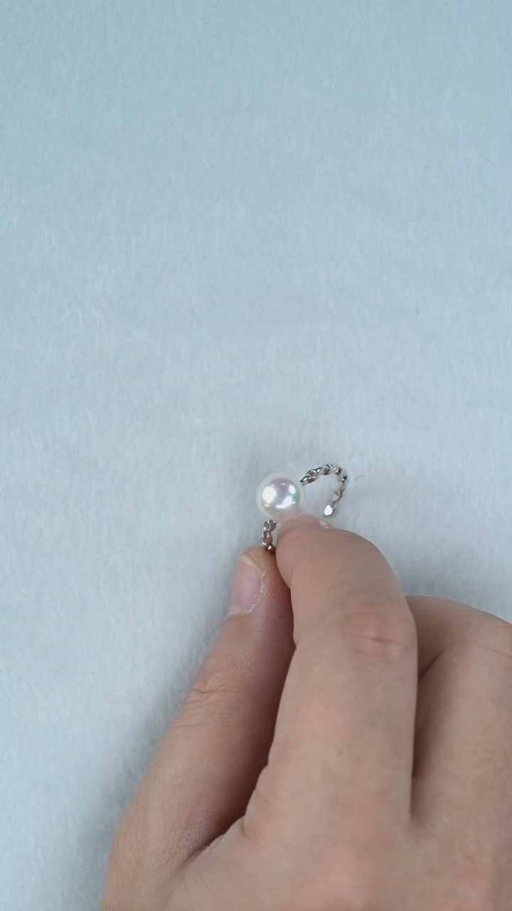 银S925镶嵌戒指淡水珍珠珍珠戒指