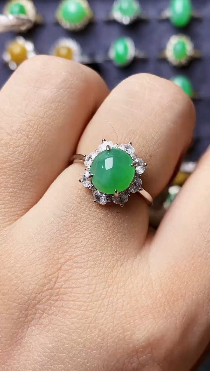 银S925镶嵌戒指翡翠1206