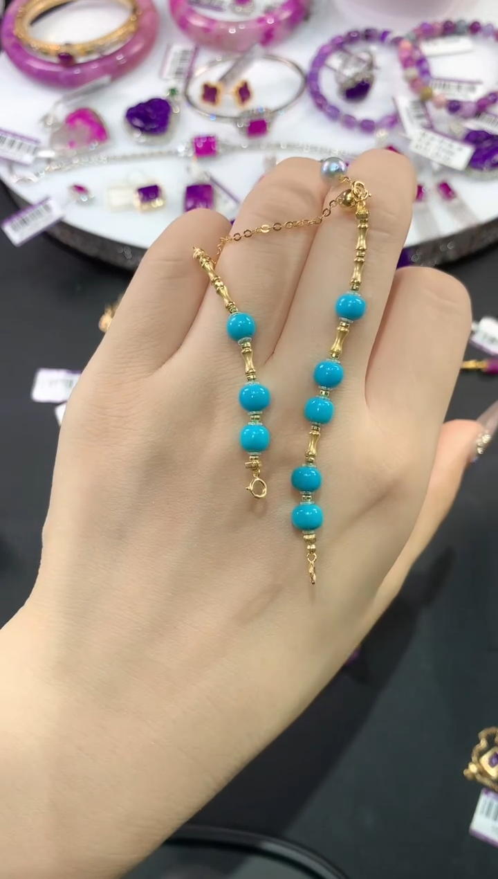 18K金镶嵌绿松石.手链