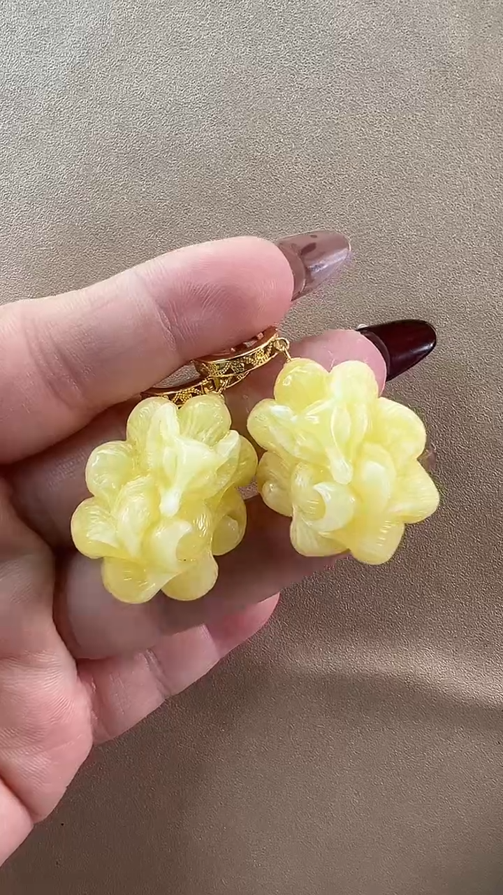 【闪购商品】琥珀耳饰未镶嵌耳环