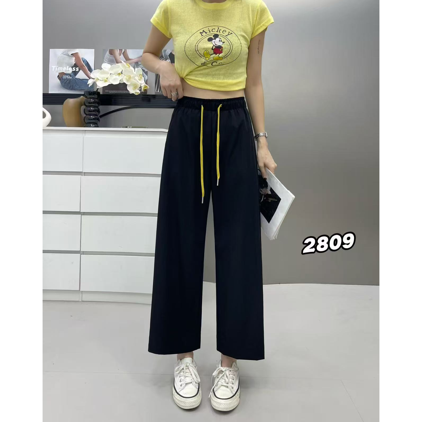 夏款时尚九分直筒裤2809