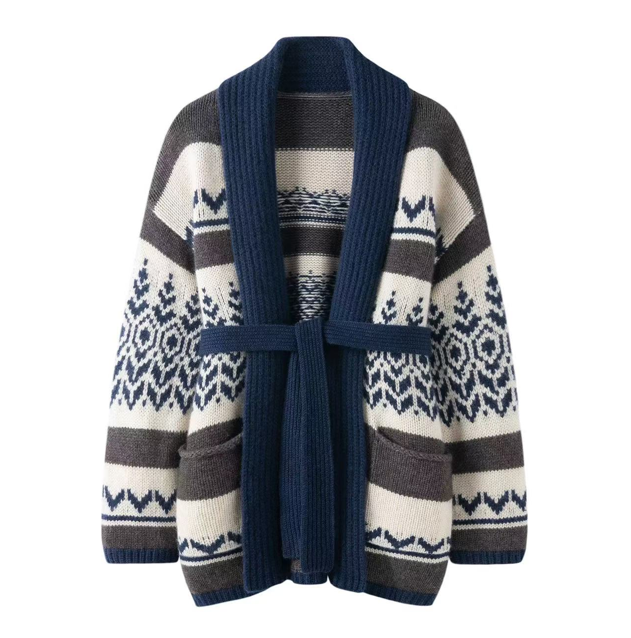 【硬货】3915重磅-国贸商场-时尚设计师开衫款针织V领女外套毛衣