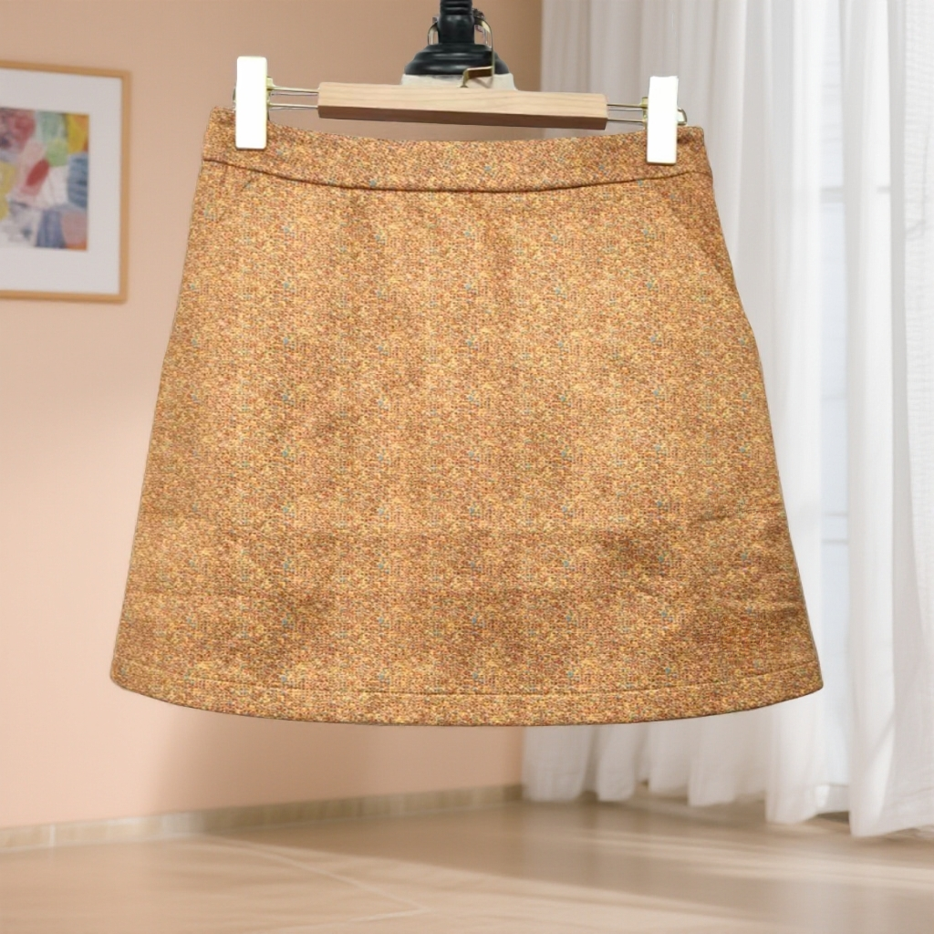 秋冬新款气质金色小香风显瘦半身裙高腰半裙裙子A字短裙W176