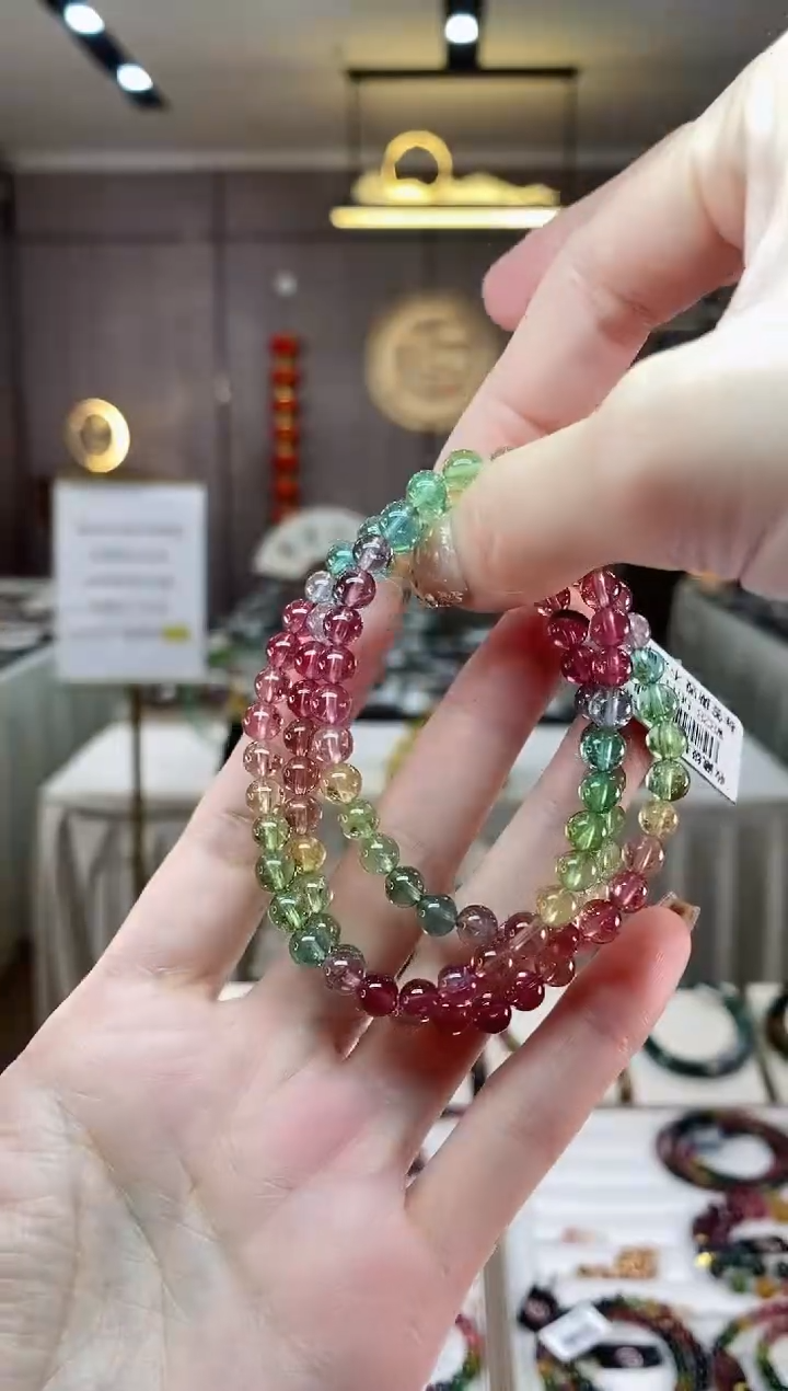 【闪购商品】碧玺收藏级三圈手串5mm+未镶嵌一物一证dan