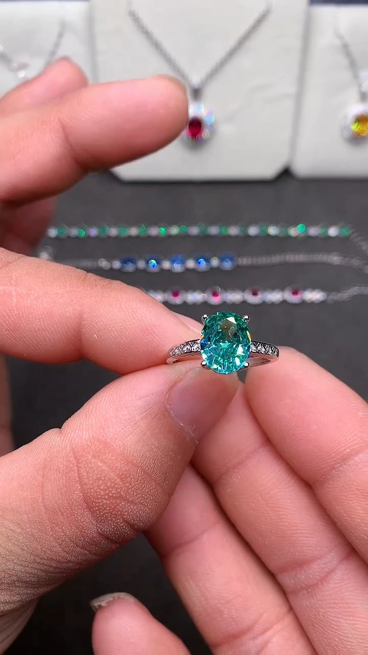 【闪购商品】帕拉依巴碧玺戒指银S925镶嵌······