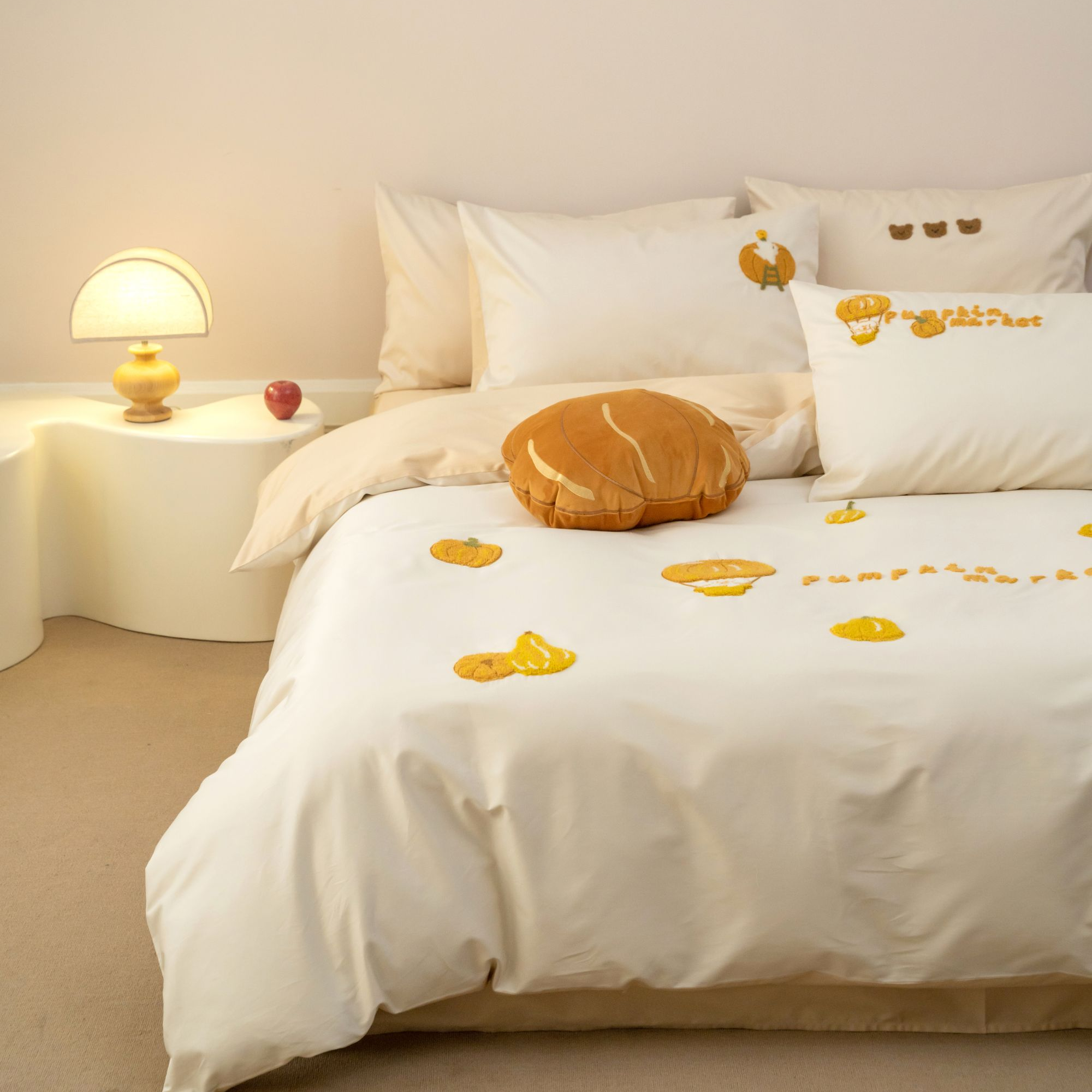 100（50*50）长绒棉轻奢绣花可爱四件套床品-秋日南瓜