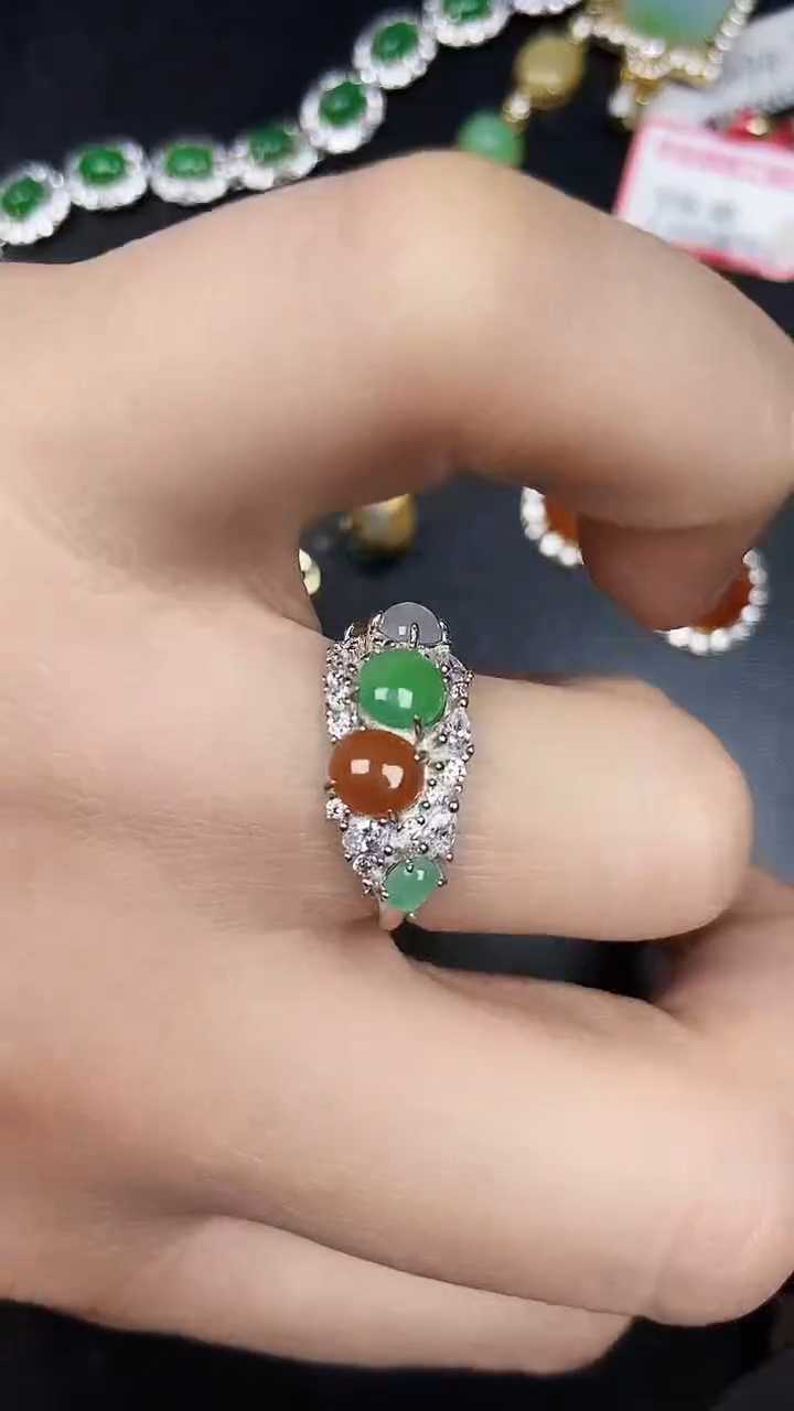 银S925镶嵌戒指翡翠1910