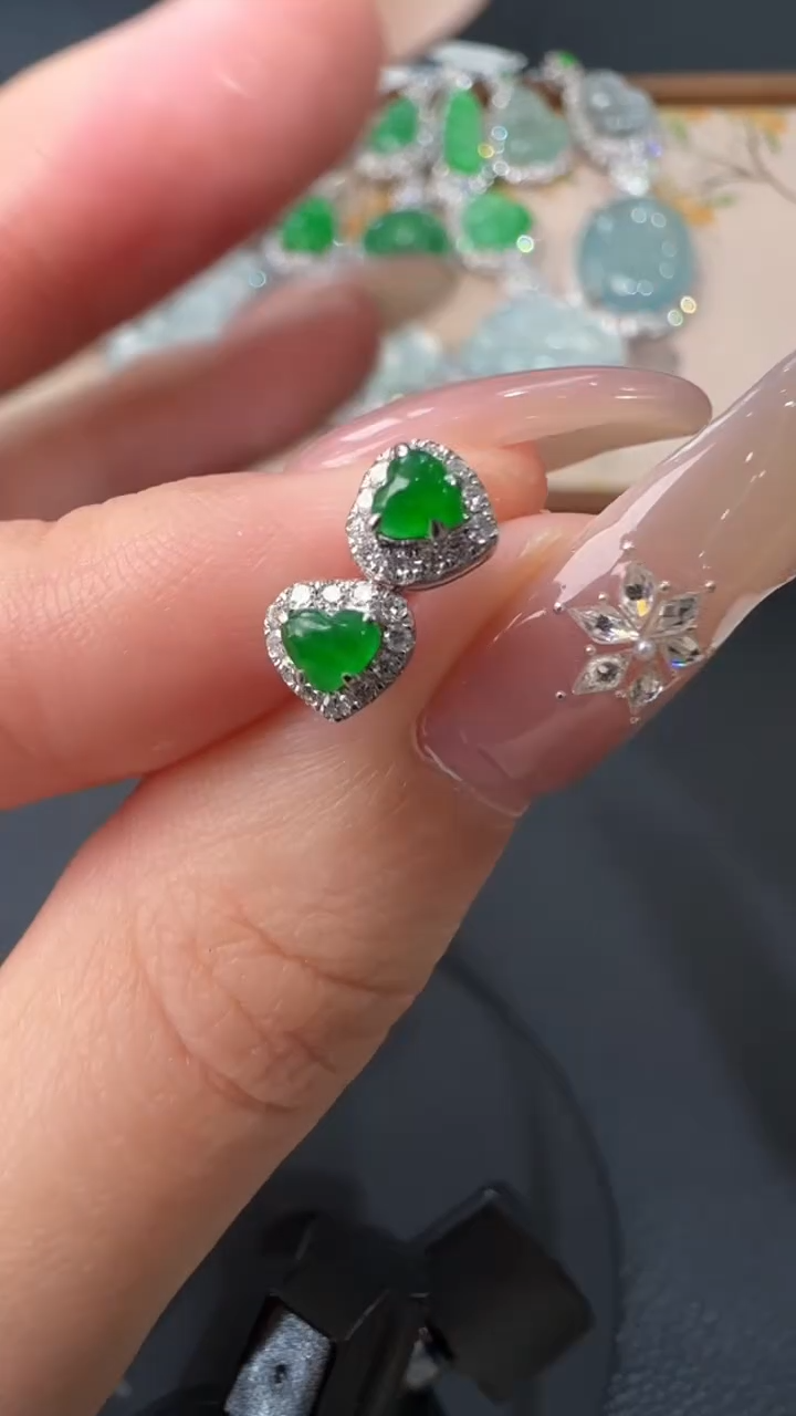 【闪购商品】翡翠耳饰18K金镶嵌耳饰37