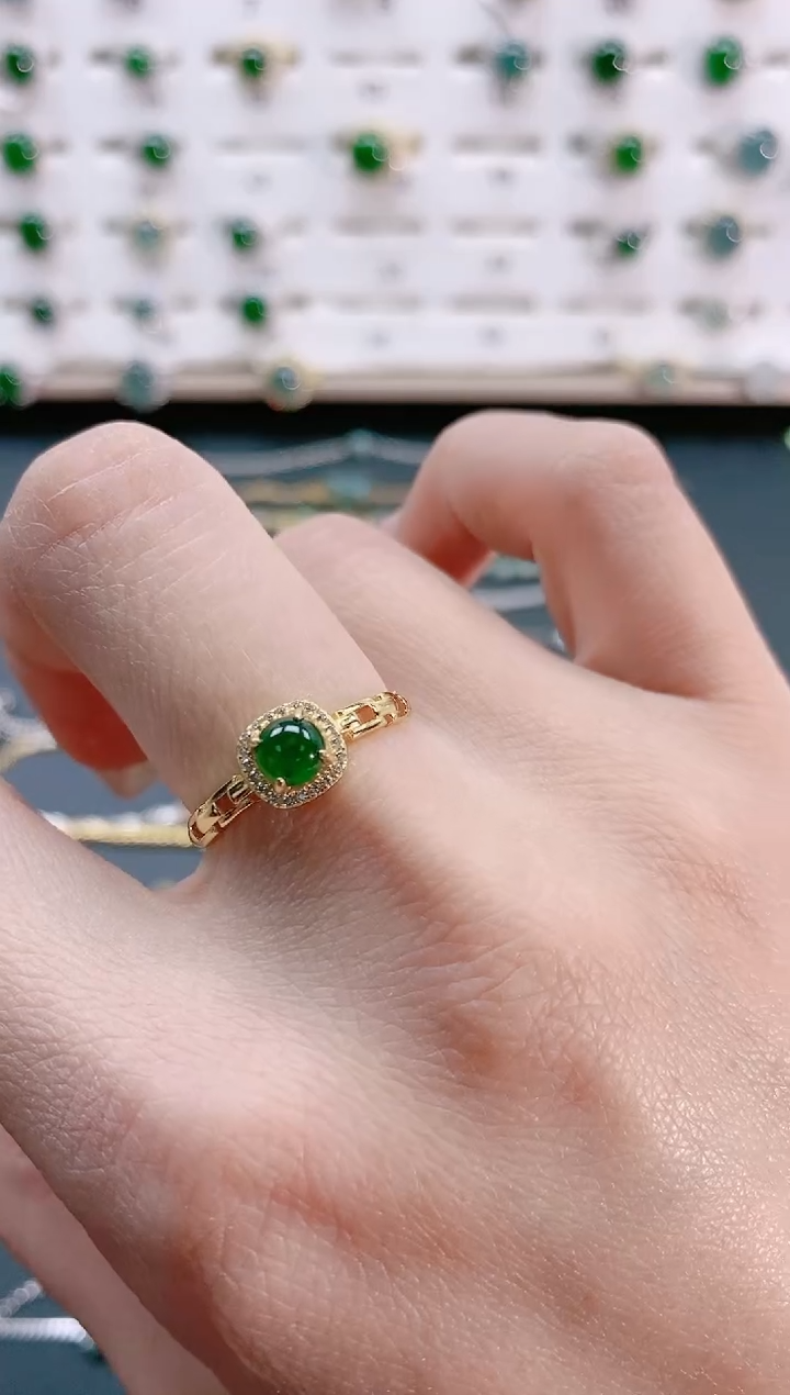 【闪购商品】翡翠戒指银S925镶嵌天然翡翠