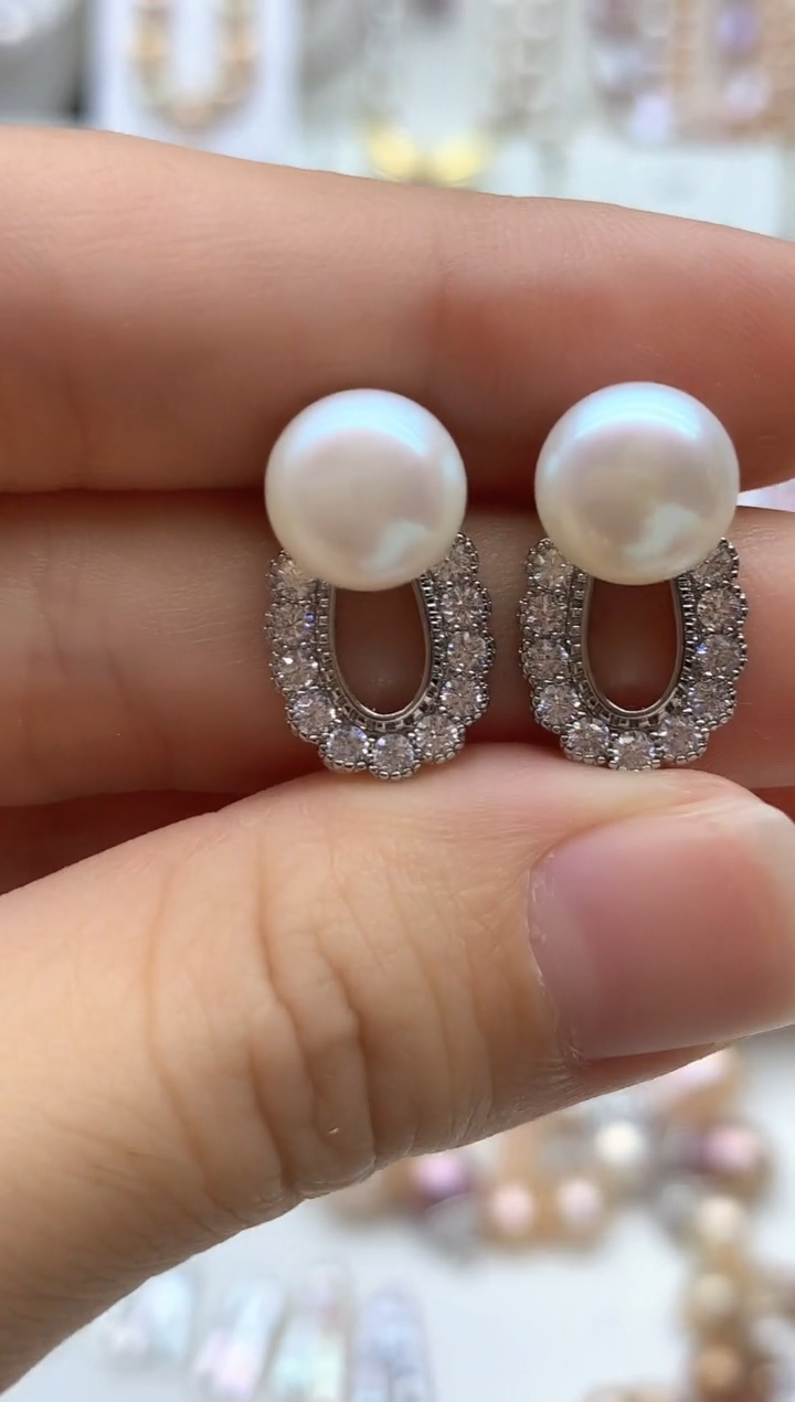 合金淡水珍珠耳饰1