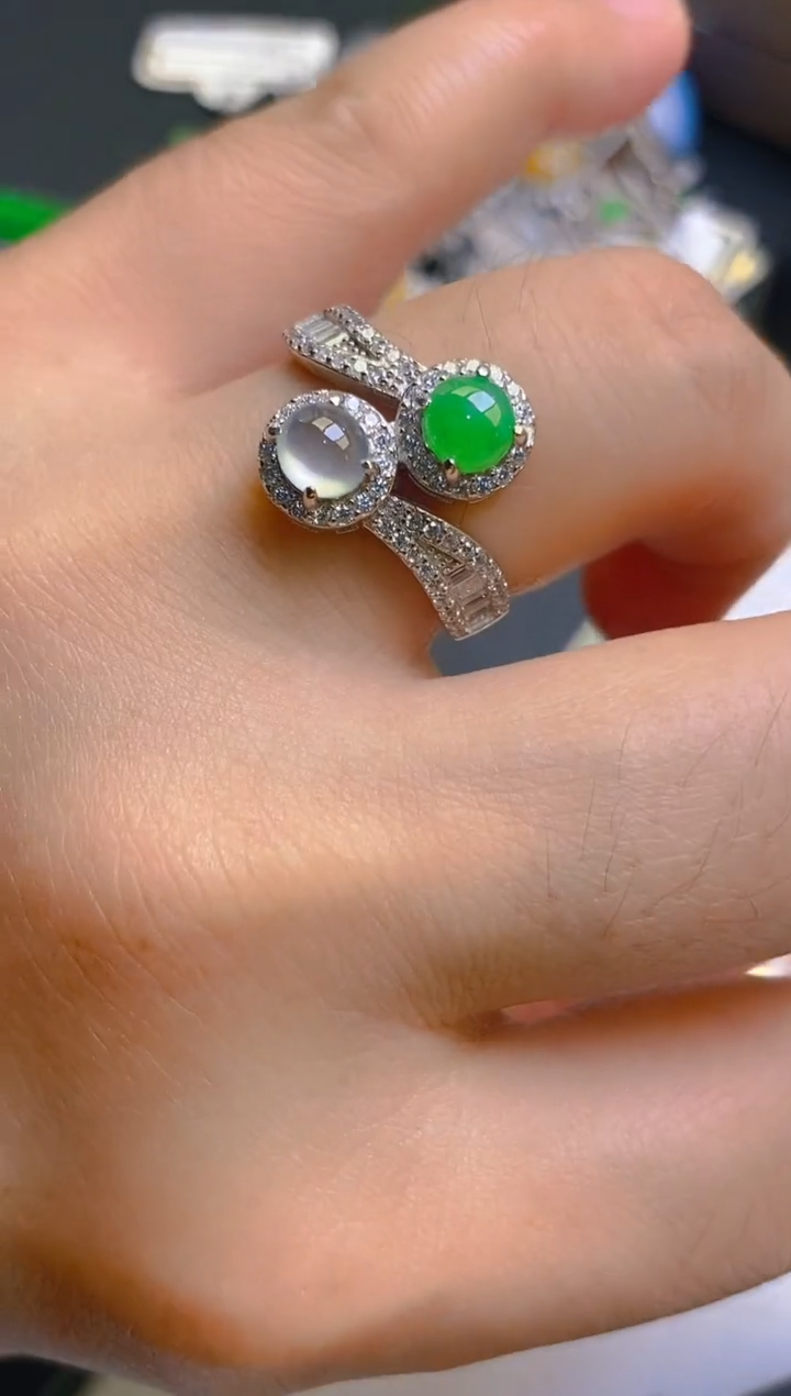 【闪购商品】翡翠耳饰银S925镶嵌天然A货翡翠1