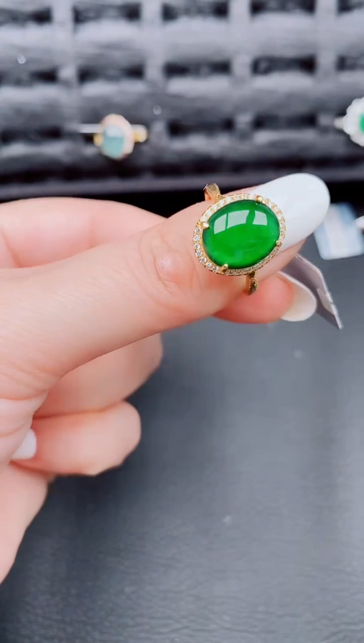 【闪购商品】翡翠戒指银S925镶嵌天然a货翡翠290