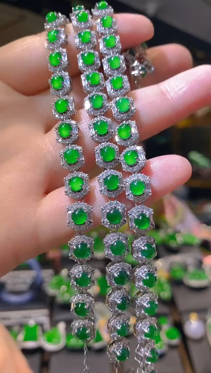 【闪购商品】翡翠手链银S925镶嵌038（多样性发其一）