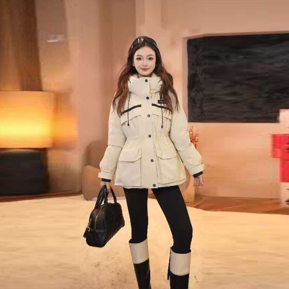 【鸭】红色羽绒服女爆款正品时尚收腰时髦气质外套HSD8F011080