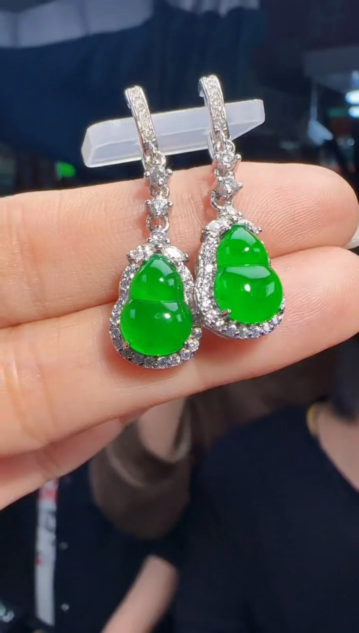 未镶嵌定制翡翠翡翠耳环16