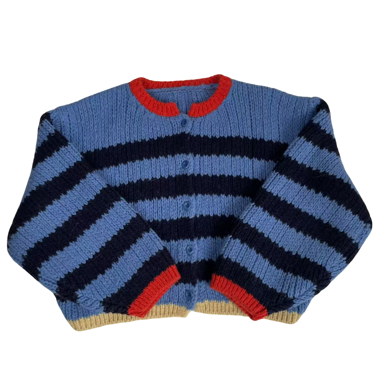 开衫款条纹针织保暖提花毛针织衫长袖女装套头毛衣