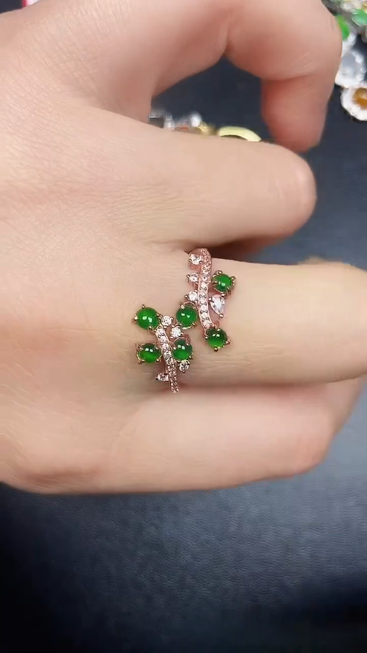 银S925镶嵌戒指翡翠6700