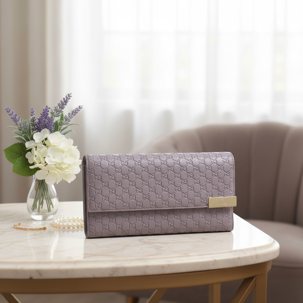 95新 GUCCI/古驰   香芋紫色钱包  1837 1744 