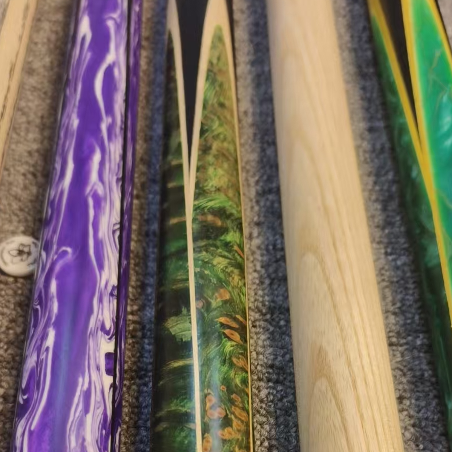 【木棉球杆】四插孔雀木台球手工中八专用小头杆