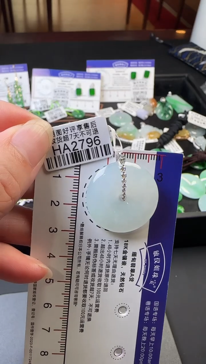 翡翠18K金镶嵌颈饰HA2796冰平安扣