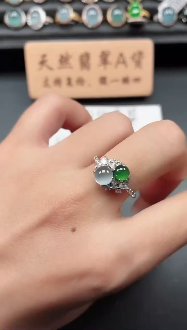 银S925镶嵌戒指翡翠1111111