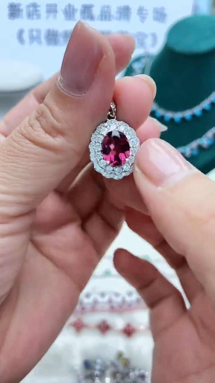 银S925镶嵌吊坠石榴石634ZB1120产品一个（多样性）1