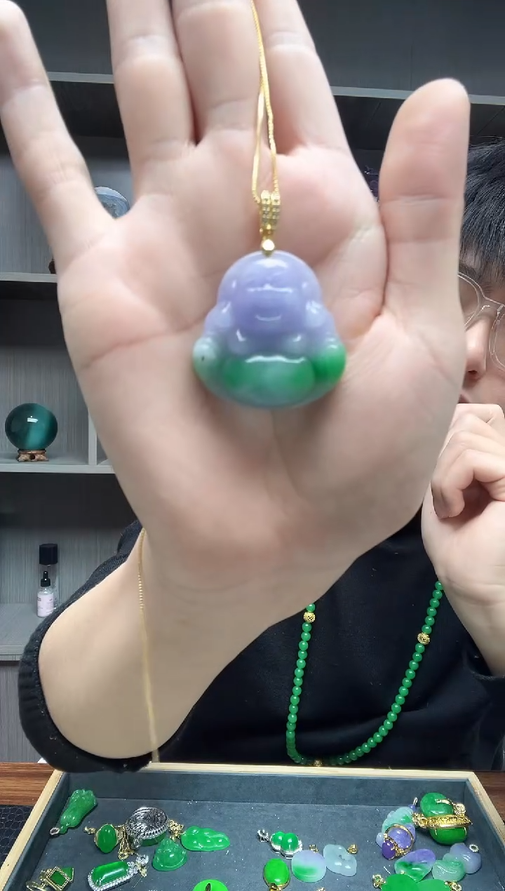 【闪购商品】翡翠吊坠(赠链)14K金镶嵌吊坠