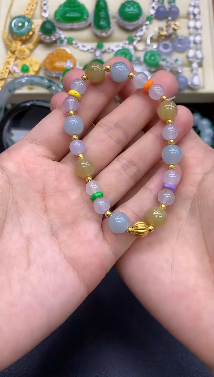 足金镶嵌手链翡翠269-中国好珍宝