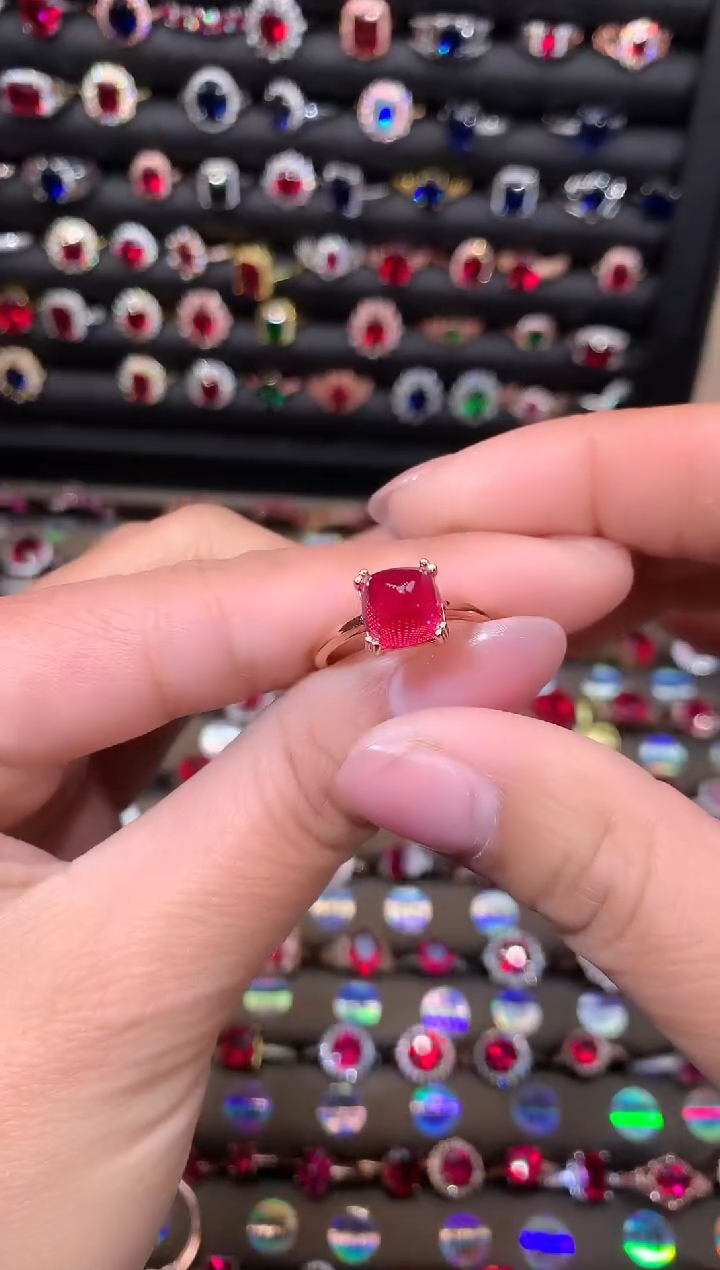 【闪购商品】红宝石戒指银S925镶嵌唐塔