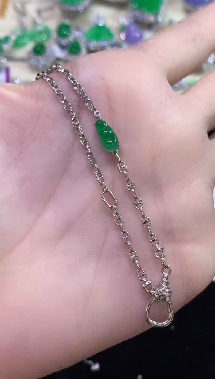 项链18K金镶嵌翡翠静*YS多样性发其一