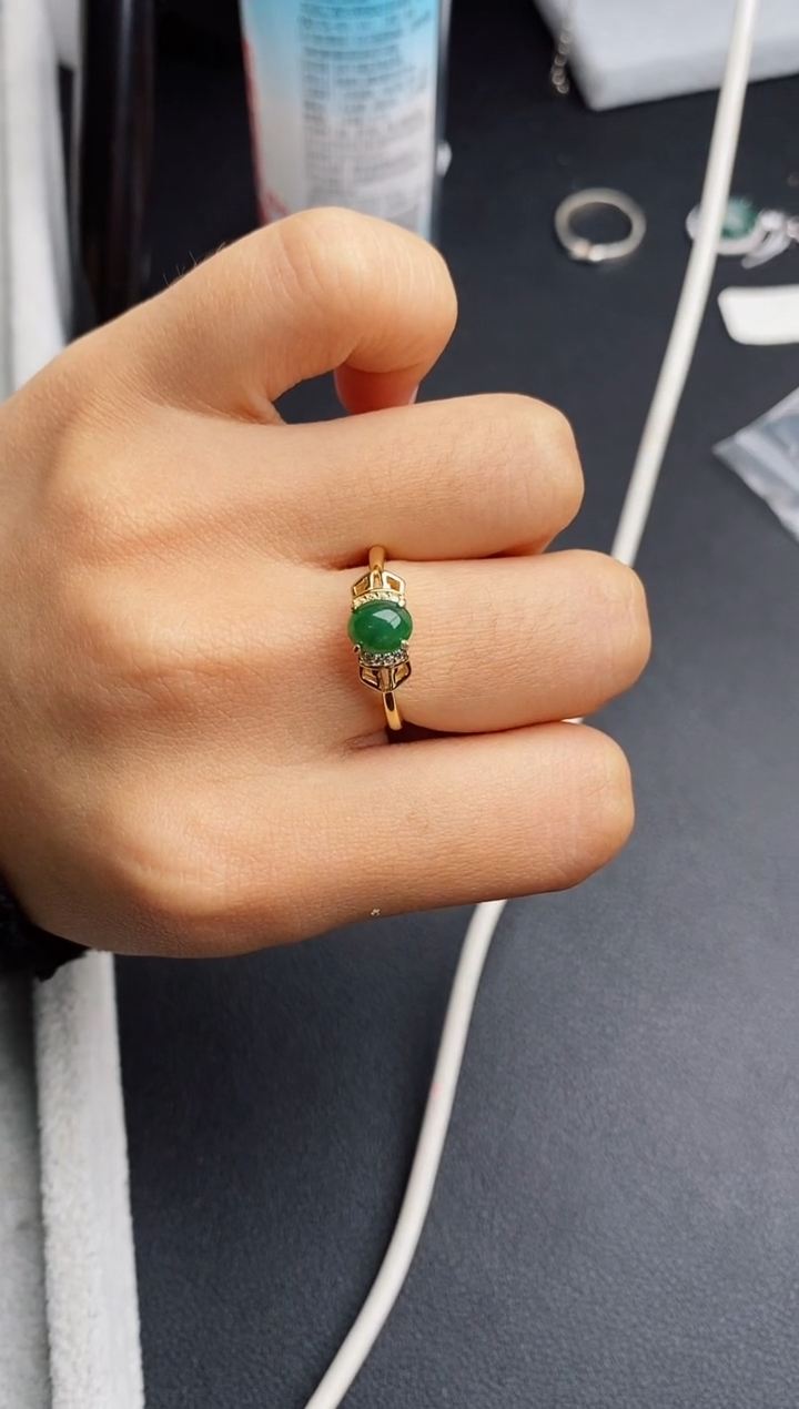 【闪购商品】翡翠戒指银S925镶嵌缅甸翡翠