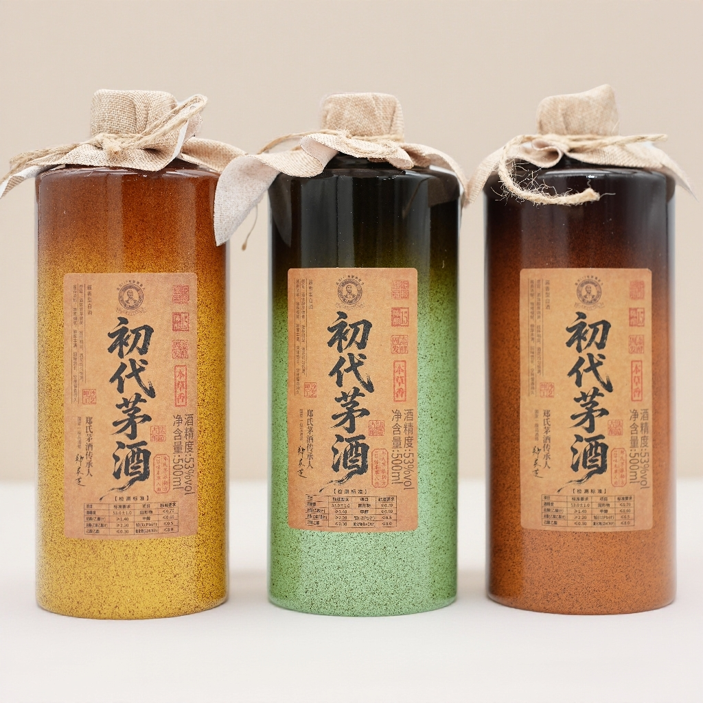 御宴湘初代茅酒陈酿15酱香型白酒单盒3瓶装53%Vol500ml/瓶