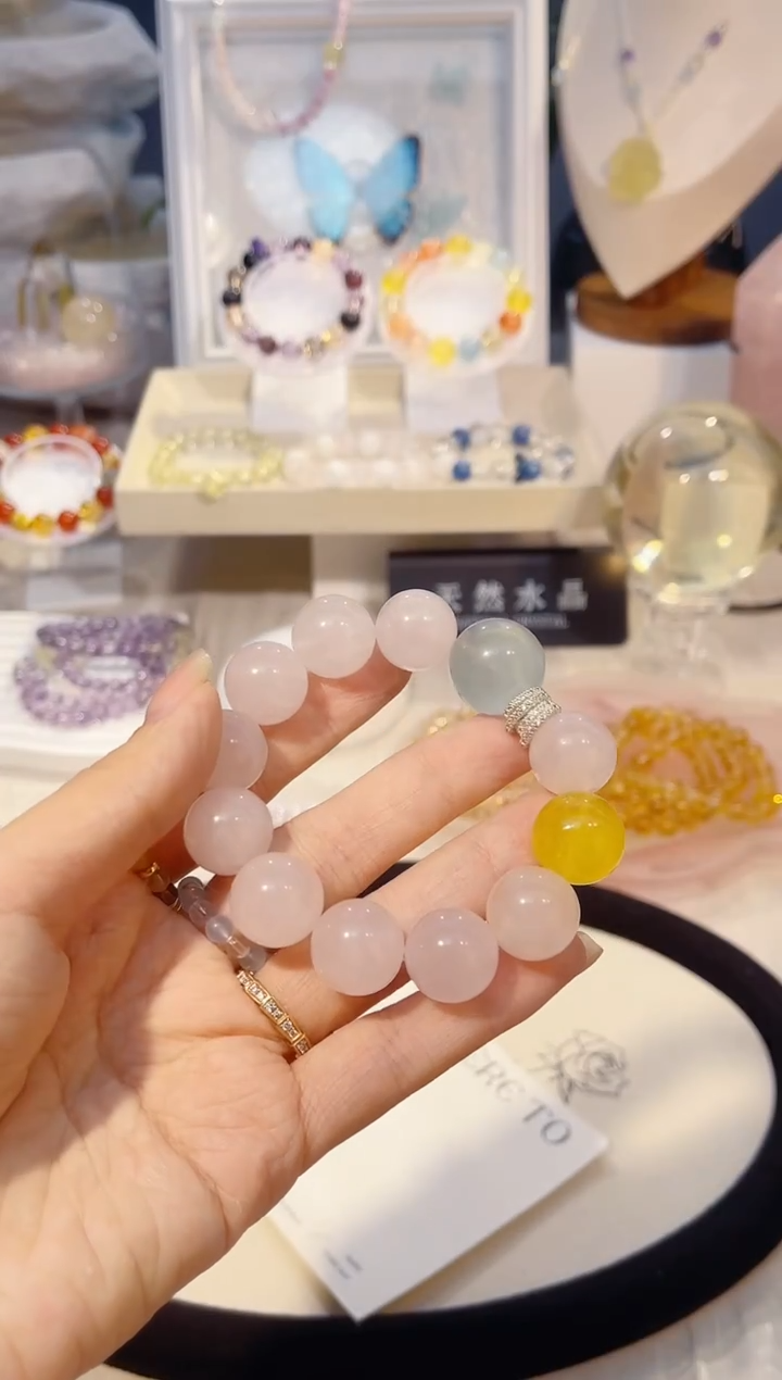 未镶嵌手串水晶粉水晶黄萤石