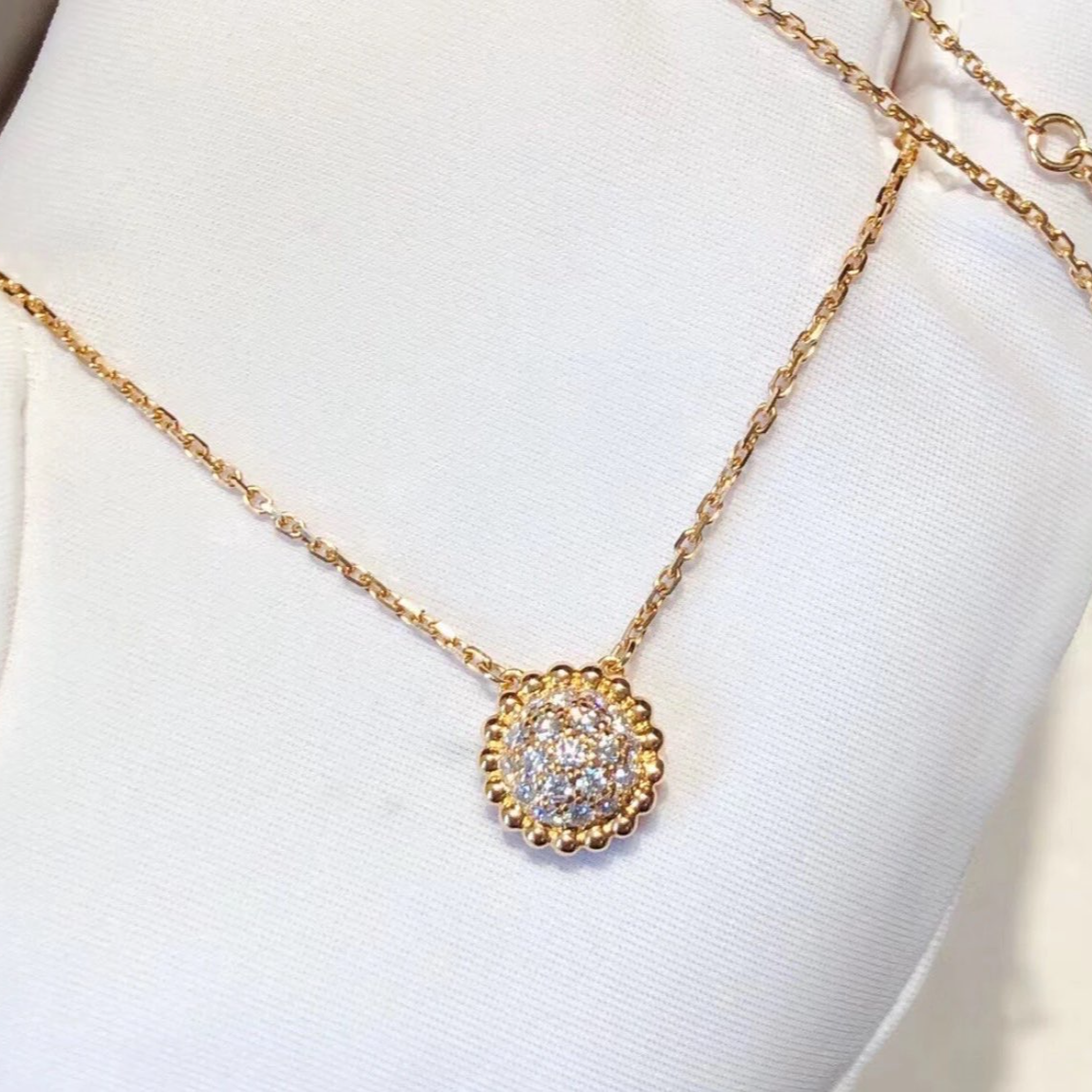 99新 梵克雅宝 珊珊专属玫瑰金 钻石 Perlee diamonds 满钻 项链