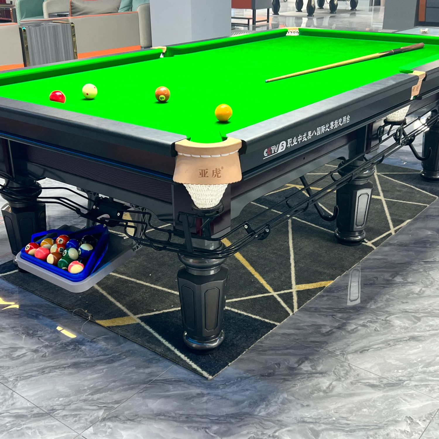 亚虎YH10800台球桌标准台家用室内桌球台成人商用专业中式黑八
