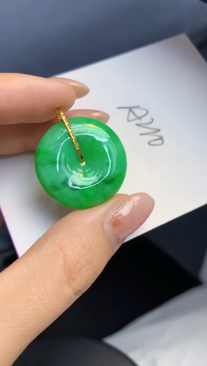 颈饰18K金镶嵌翡翠天然A货缅甸翡翠百元以上9元证书费自理