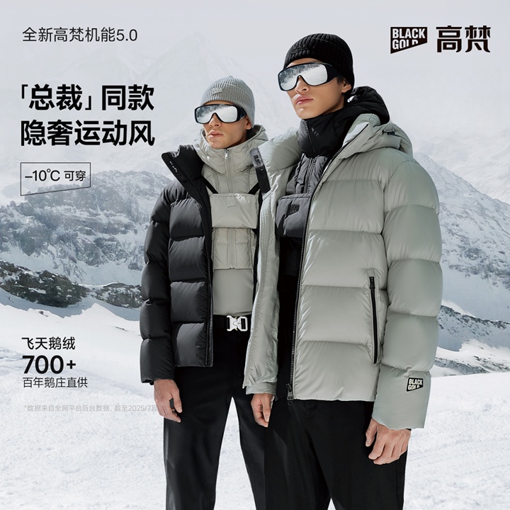 【高梵田栩宁同款】机能5.0五格鹅绒服男2025年冬季保暖男士羽绒服