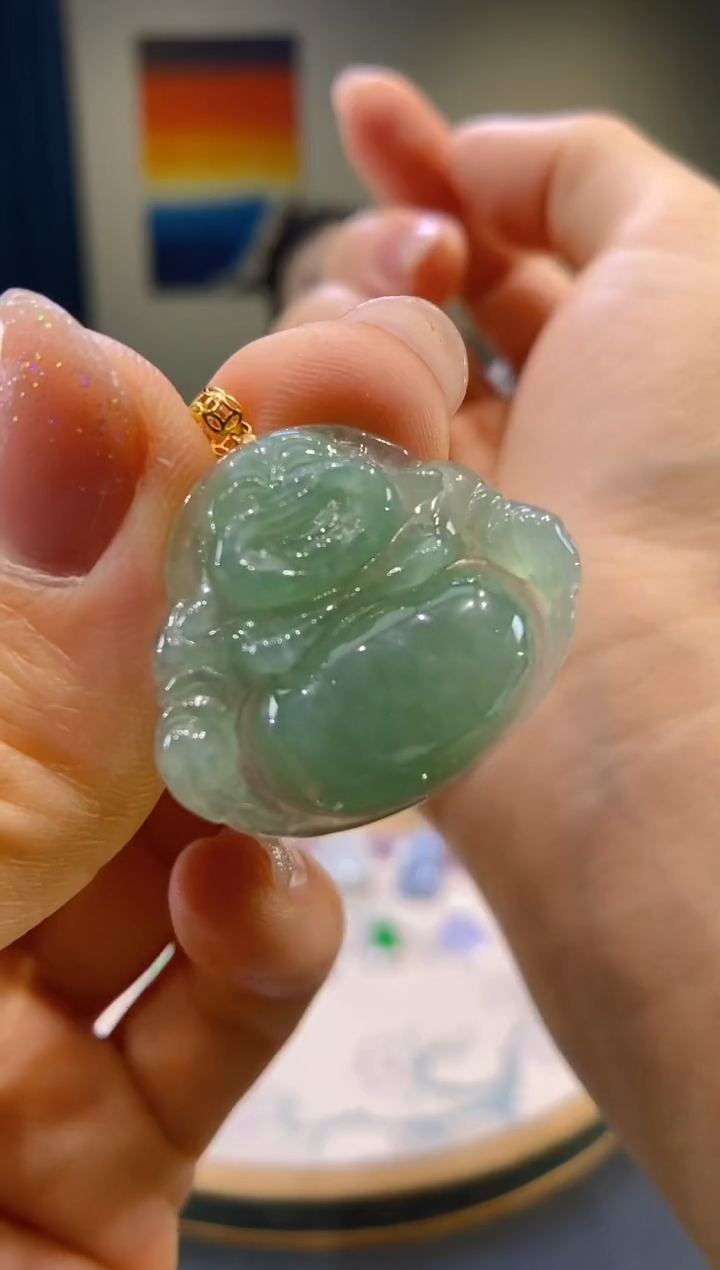 【闪购商品】翡翠18K金镶嵌吊坠(不含链)佛公