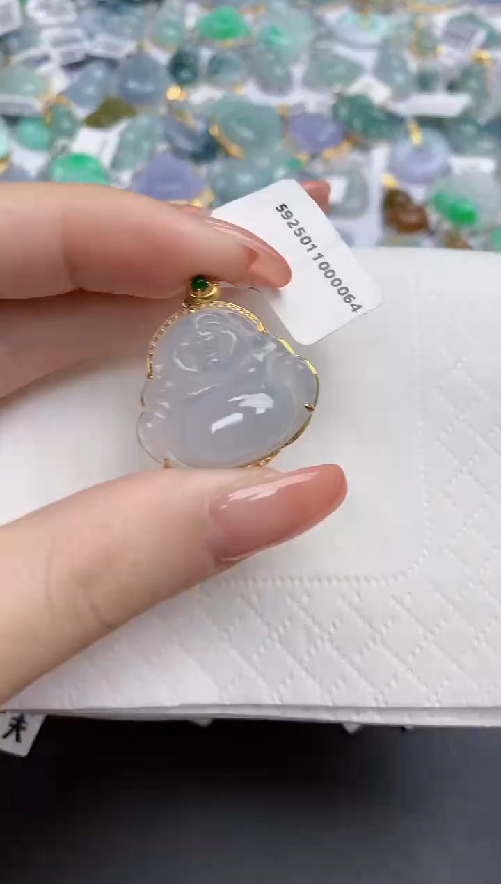 【闪购商品】翡翠颈饰18K金镶嵌天然缅甸翡翠A货