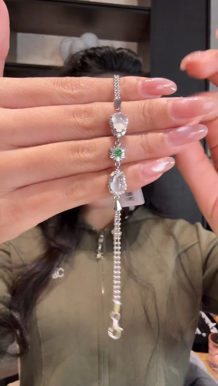 银S925镶嵌手链翡翠58
