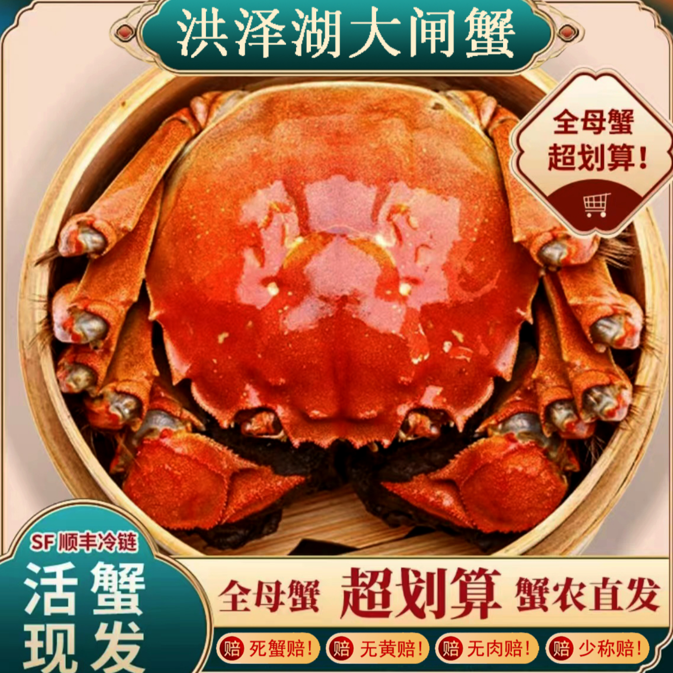 活蟹现发洪泽湖精品大闸蟹3两公蟹5只3两母蟹5只到手10只