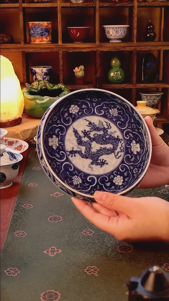 快*【手工手绘青花龙纹壶承】